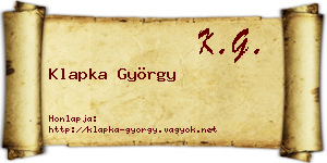 Klapka György névjegykártya